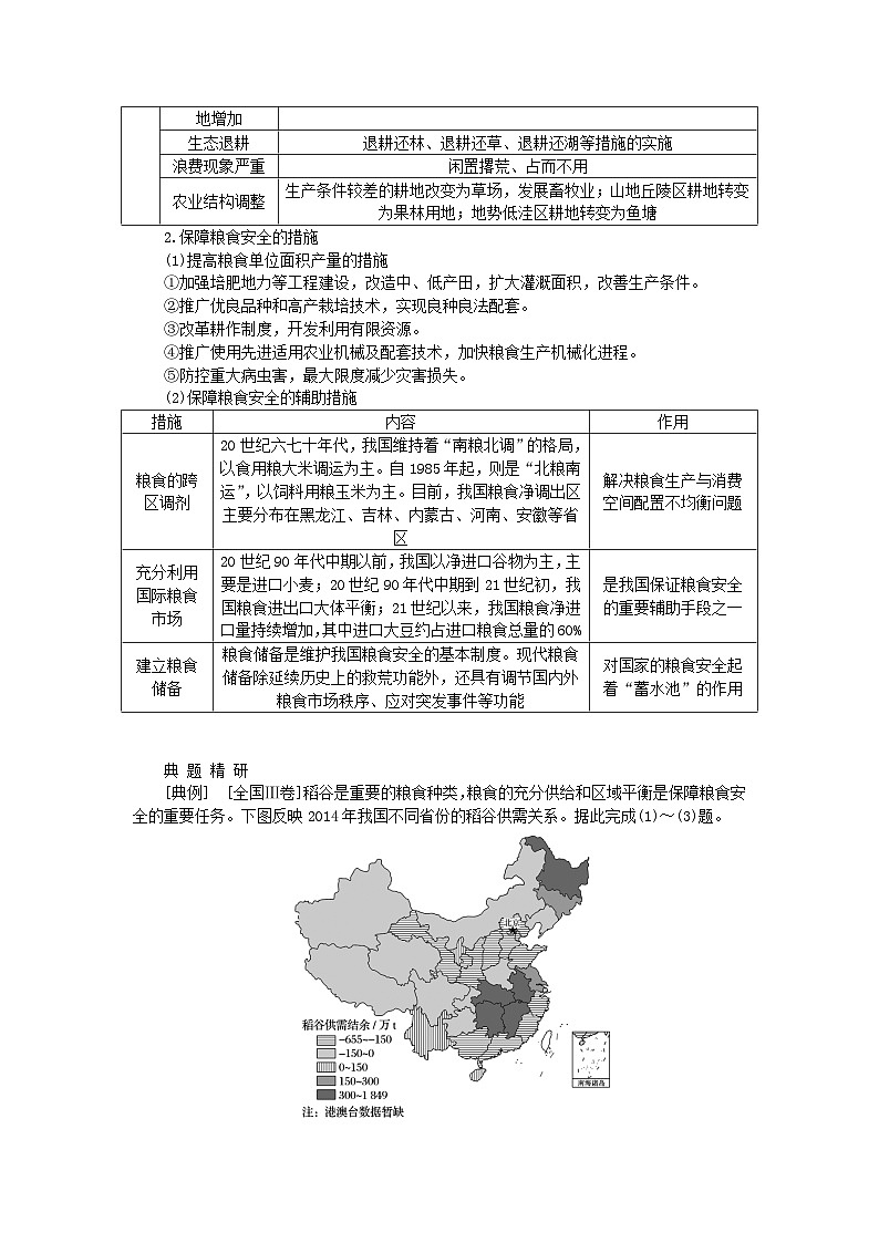 2024版新教材高考地理全程一轮总复习第四部分资源环境与国家安全第十九章自然资源与国家安全第82课时耕地资源与国家粮食安全学生用书湘教版第3页