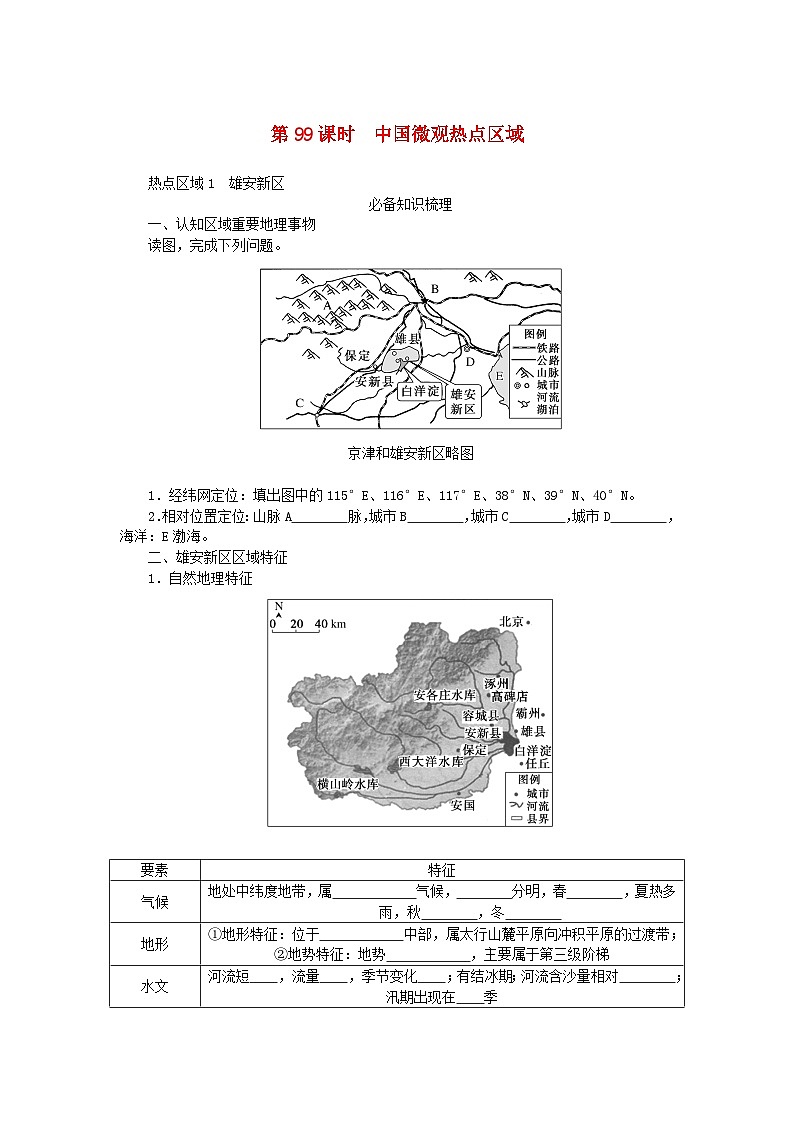 2024版新教材高考地理全程一轮总复习第五部分区域地理第二十二章中国热点区域第99课时中国微观热点区域学生用书湘教版第1页