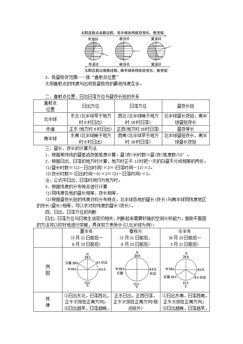 2024版新教材高考地理全程一轮总复习第一部分自然地理第三章地球的运动第14课时昼夜长短的变化四季的更替学生用书湘教版03