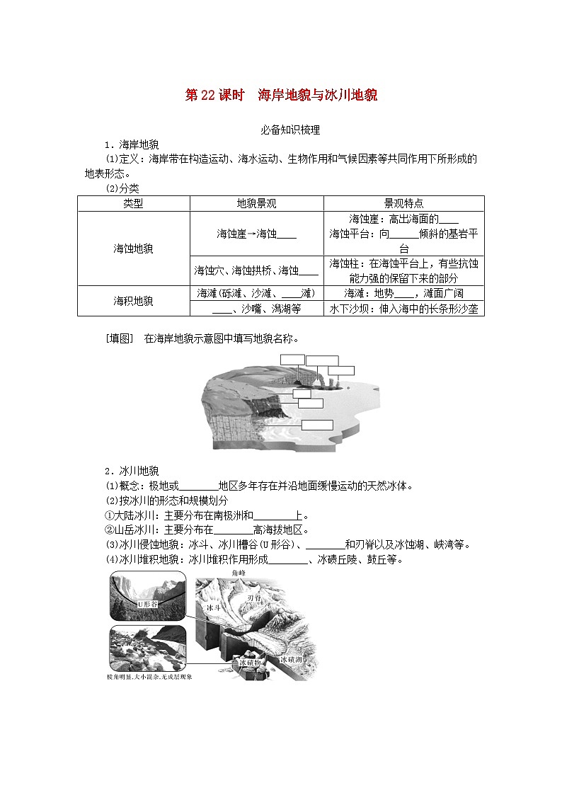 2024版新教材高考地理全程一轮总复习第一部分自然地理第四章岩石圈与地表形态第22课时海岸地貌与冰川地貌学生用书湘教版第1页
