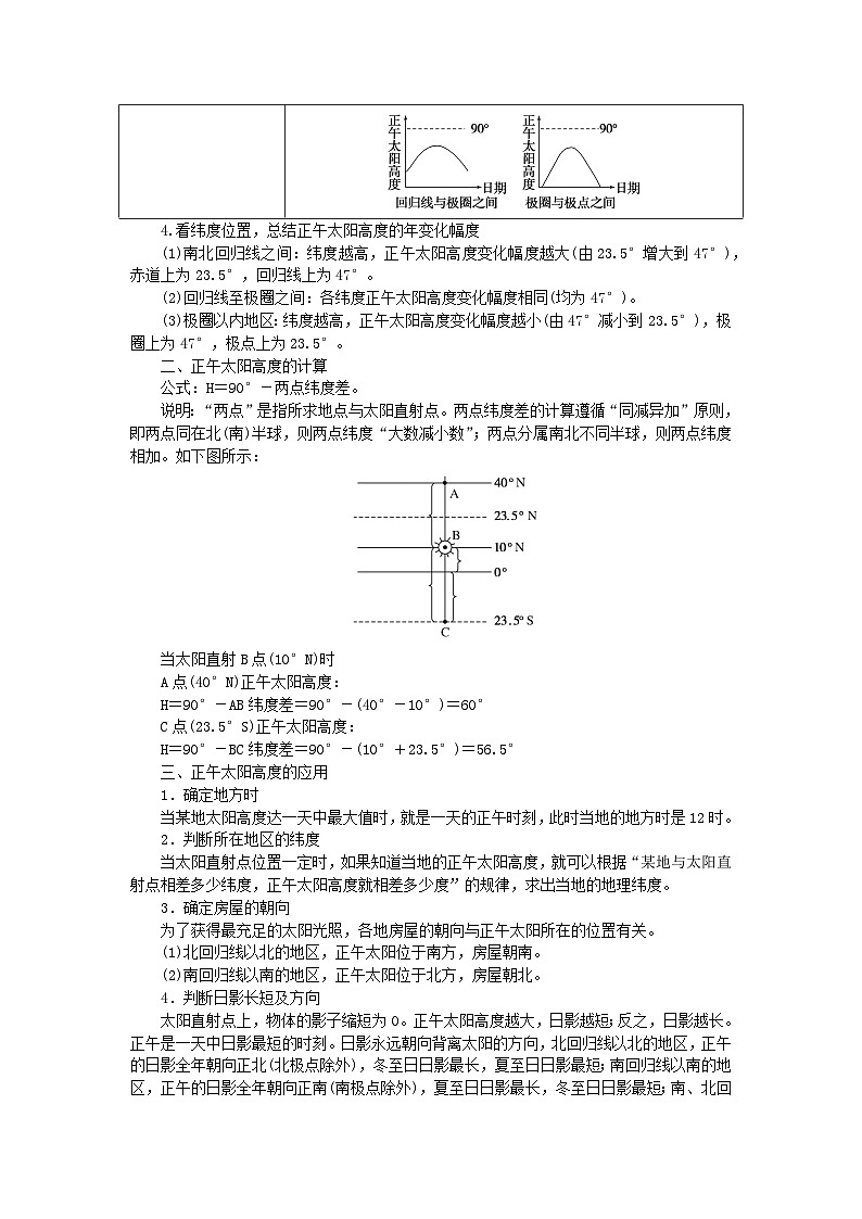 2024版新教材高考地理全程一轮总复习第一部分自然地理第三章地球的运动第13课时正午太阳高度的变化学生用书湘教版第3页