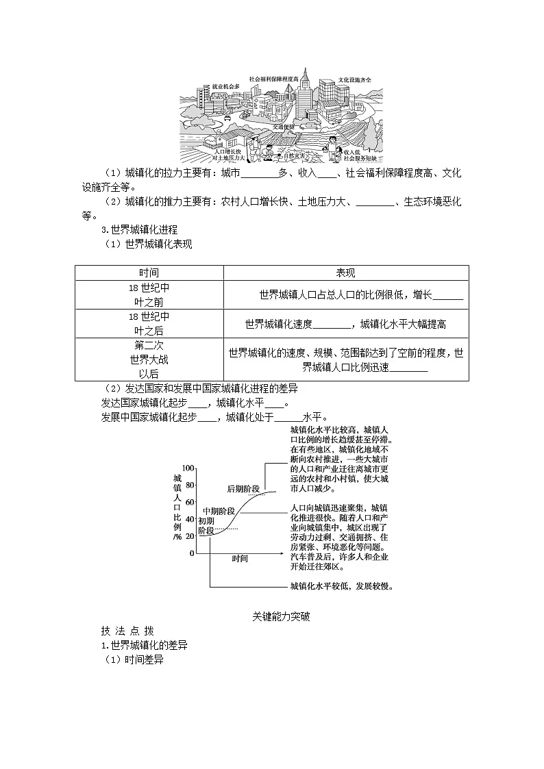 2024版新教材高考地理全程一轮总复习第二部分人文地理第十二章乡村和城镇第55课时城镇化进程学生用书新人教版第2页