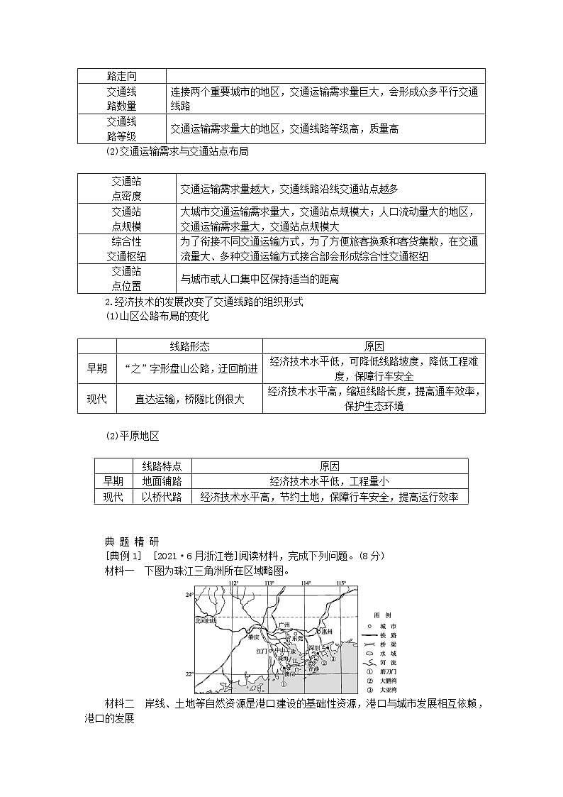2024版新教材高考地理全程一轮总复习第二部分人文地理第十四章交通运输布局与区域发展第64课时区域发展对交通运输布局的影响学生用书新人教版第2页