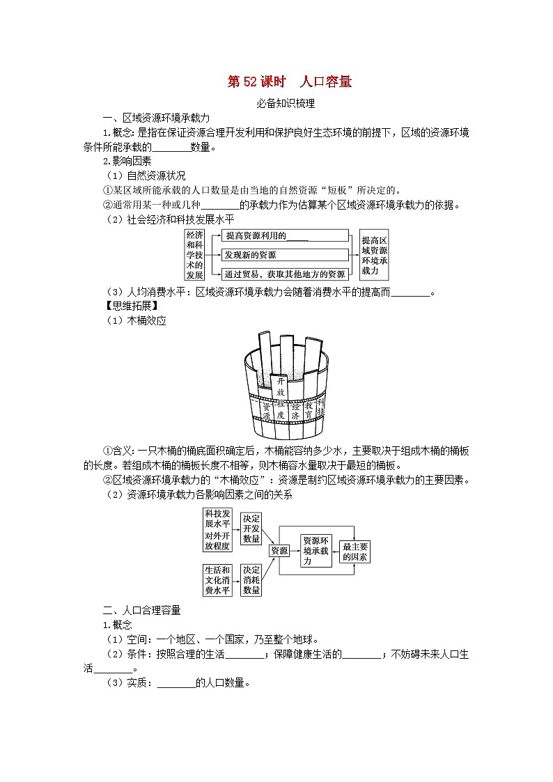 2024版新教材高考地理全程一轮总复习第二部分人文地理第十一章人口第52课时人口容量学生用书新人教版第1页