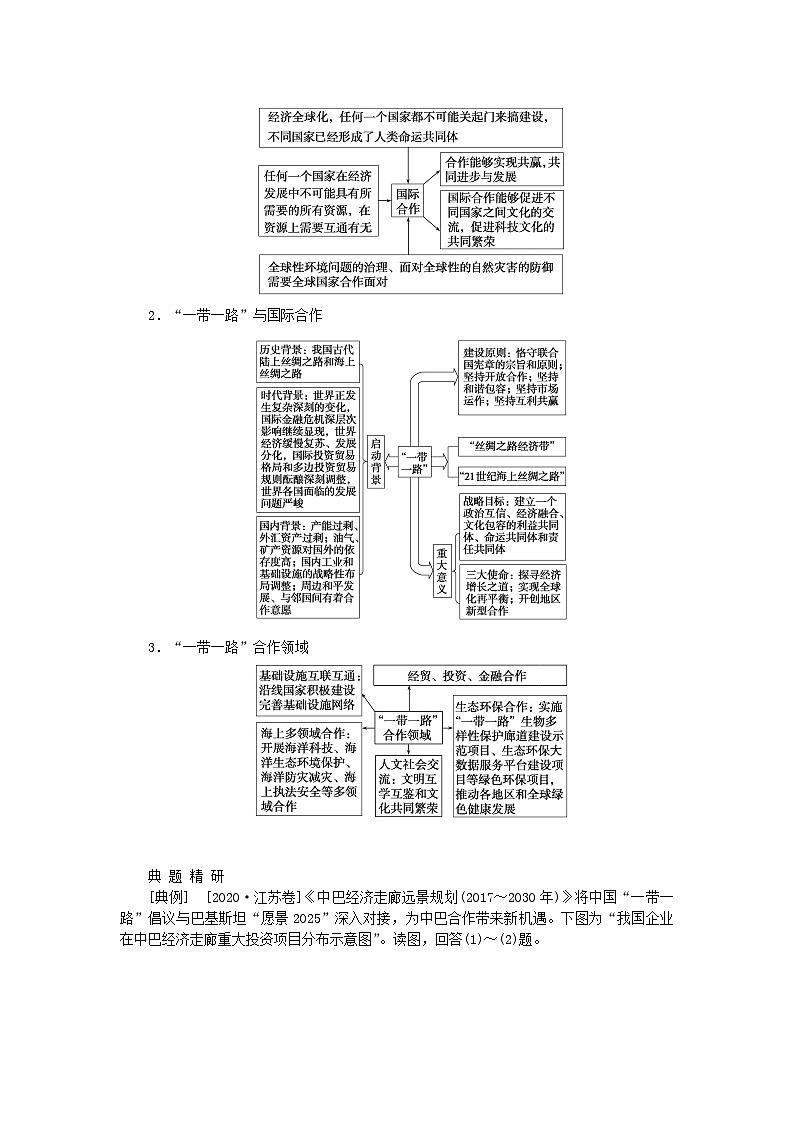 2024版新教材高考地理全程一轮总复习第三部分区域发展第十九章区际联系与区域协调发展第81课时国际合作学生用书新人教版02