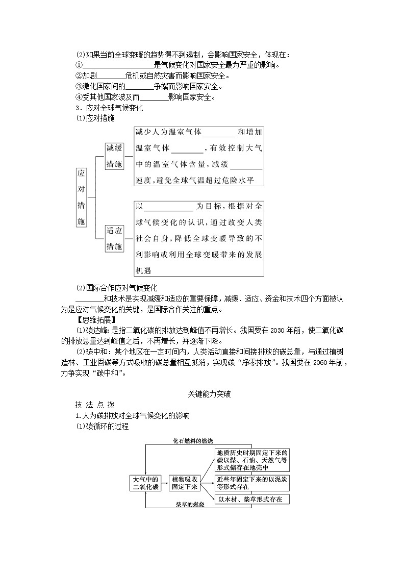 2024版新教材高考地理全程一轮总复习第四部分资源环境与国家安全第二十二章环境安全与国家安全第91课时全球气候变化与国家安全学生用书新人教版第2页