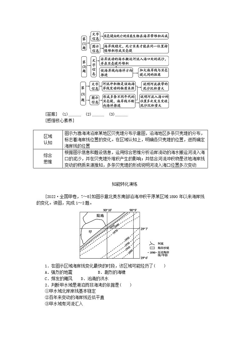 2024版新教材高考地理全程一轮总复习第一部分自然地理第八章地表形态的塑造第38课时海岸地貌与冰川地貌学生用书新人教版第3页