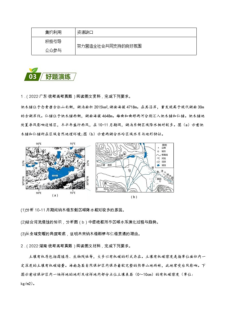 查补易混易错点10  资源环境与国家安全 -【查漏补缺】2023年高考地理三轮冲刺过关（新高考专用）（原卷版）03