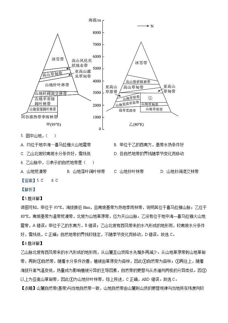 北京市丰台区2023届高三地理二模试题（Word版附解析）03