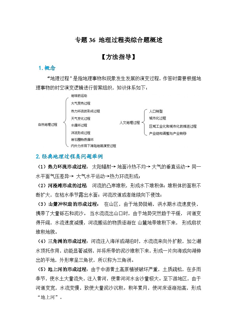 专题36 地理过程类综合题概述（原卷版）-备战2021届高考地理二轮复习题型专练第1页