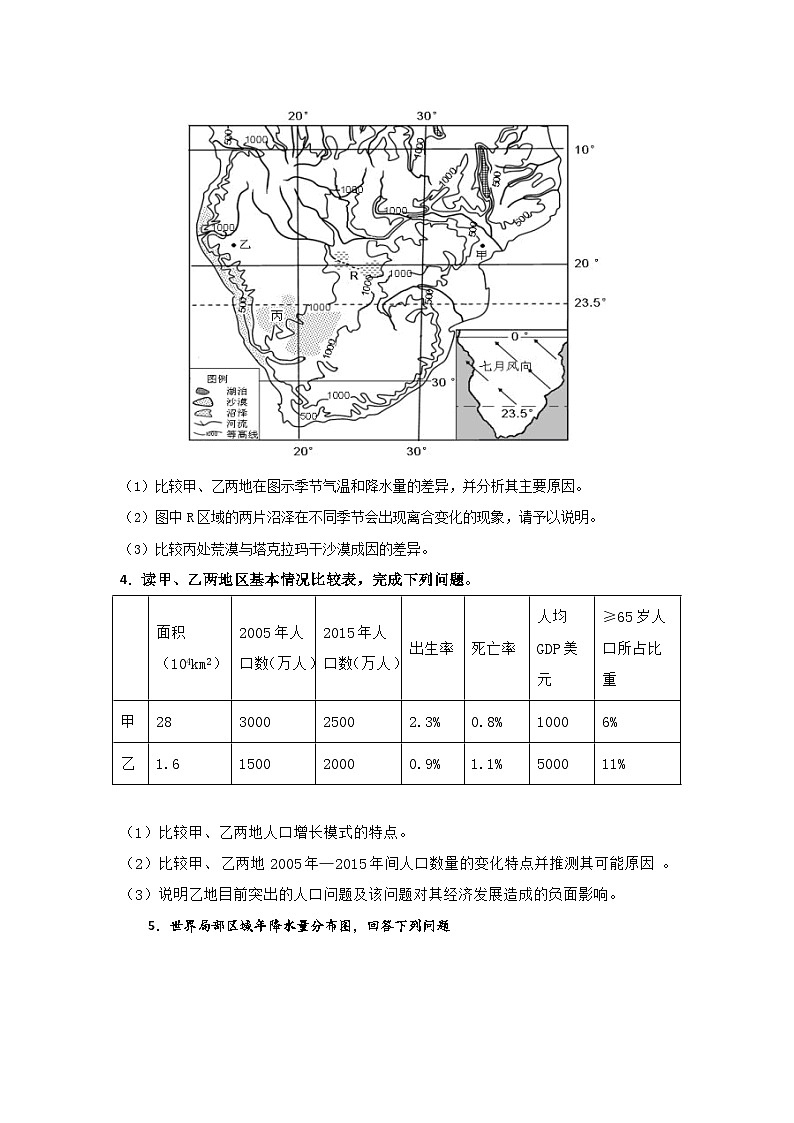 专题63 综合题之比较类强化训练（原卷版）-备战2021届高考地理二轮复习题型专练第2页