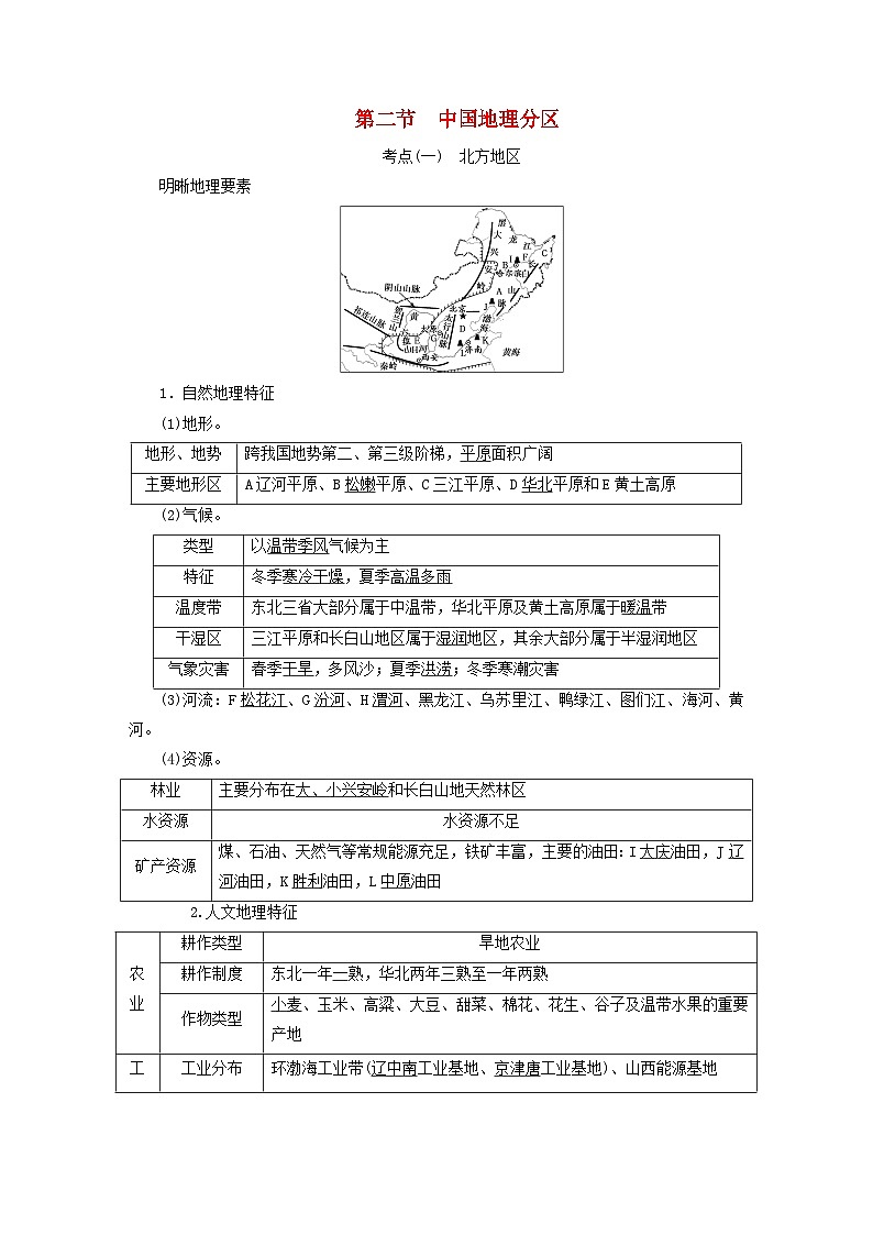 2024届高考地理一轮总复习第二十章中国地理第二节中国地理分区教师用书01