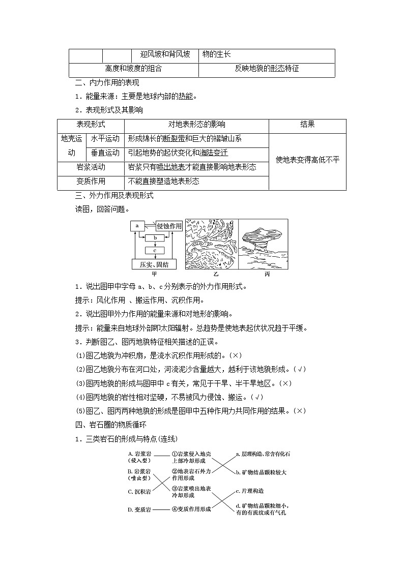 2024届高考地理一轮总复习第六章地貌与地表形态的塑造第一节地貌与塑造地表形态的力量教师用书02