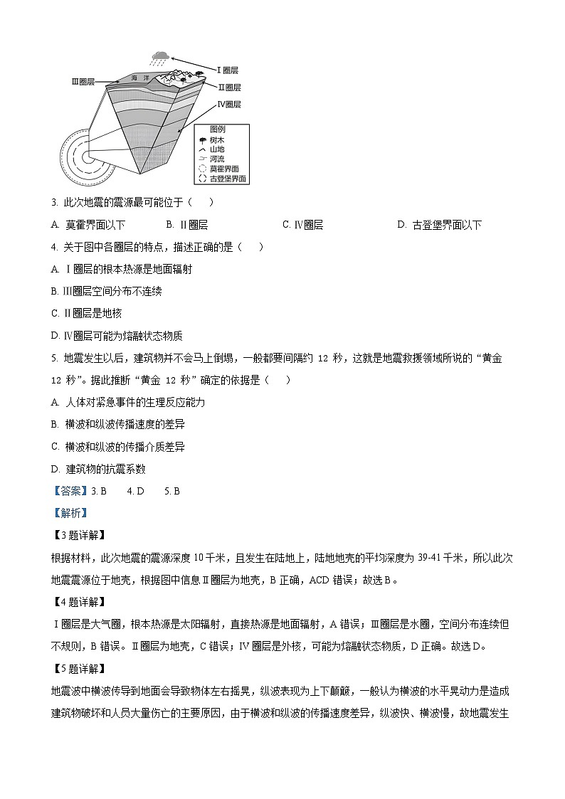 2023天津宁河区芦台一中高一上学期期末地理试题含解析02
