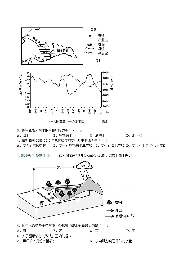 解密03 地球上的水（分层训练）-【高频考点解密】2022年高考地理二轮复习讲义+分层训练（浙江专用）（原卷版）第2页