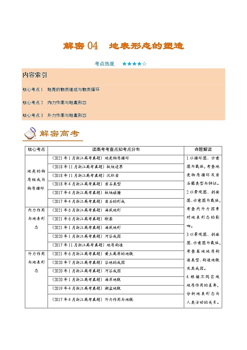 解密04 地表形态的塑造（讲义）-【高频考点解密】2022年高考地理二轮复习讲义+分层训练（浙江专用）01