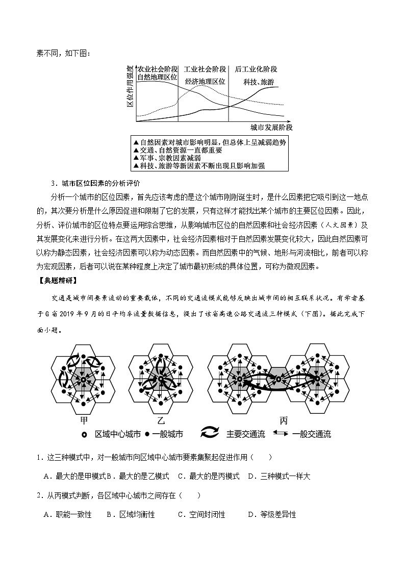 2.3.2 城市区位因素与城镇内部空间结构及其形成原因（讲练）-【高考君】备战2023年高考地理大一轮复习全考点精讲练（新高考专用）02