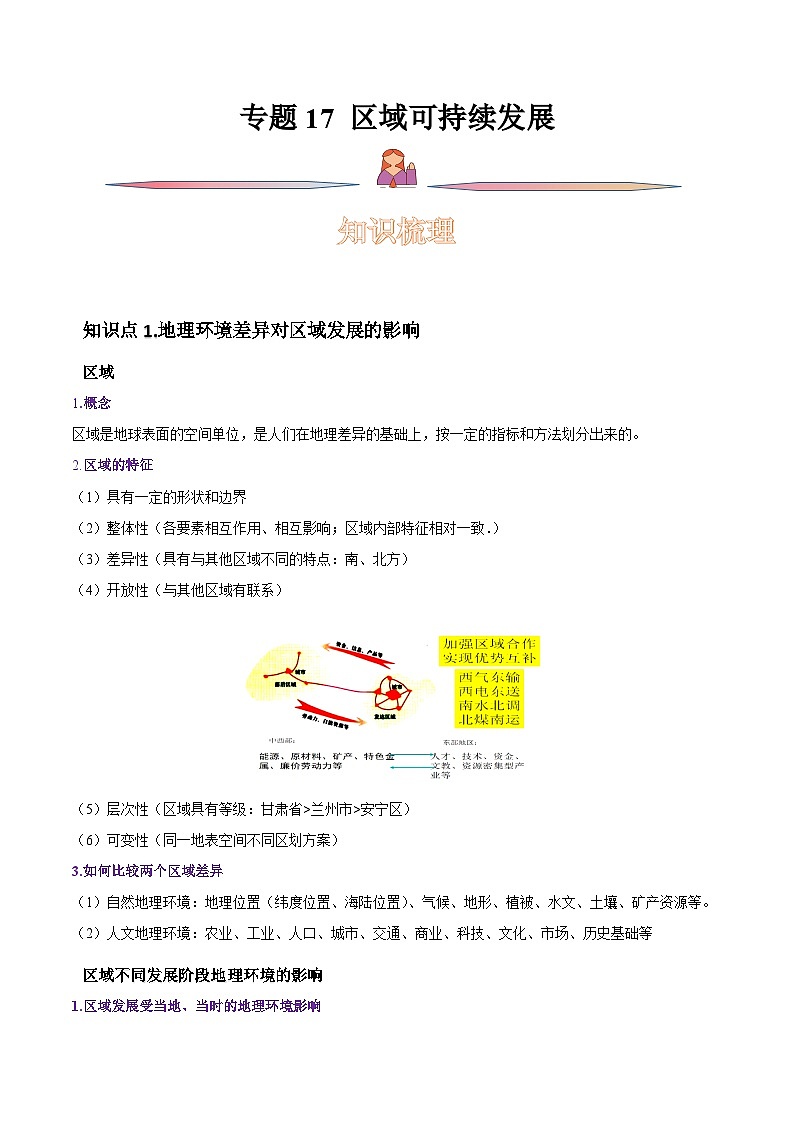 专题17 区域可持续发展-备战2023年高考地理一轮复习精讲精练（原卷版）第1页