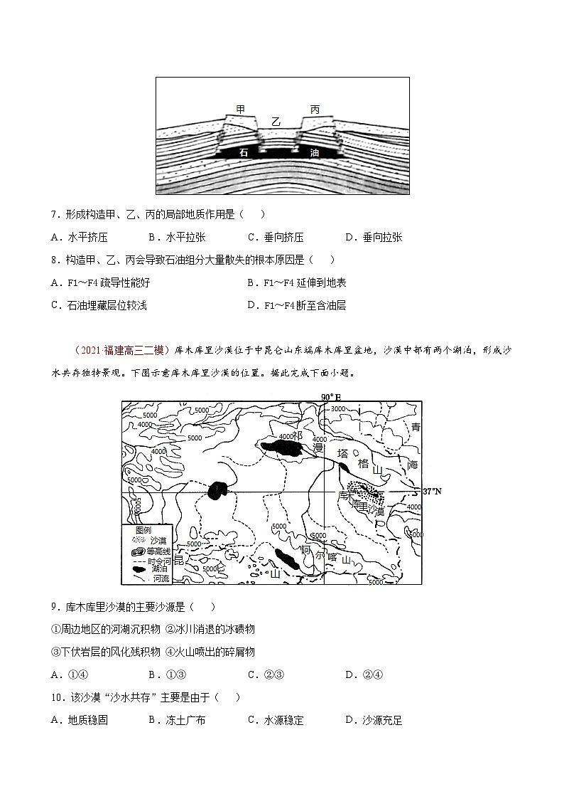 专题15岩石圈与地表形态（精选练习）-备战2022年高考地理一轮复习考点帮（新高考专用）（原卷版）第3页