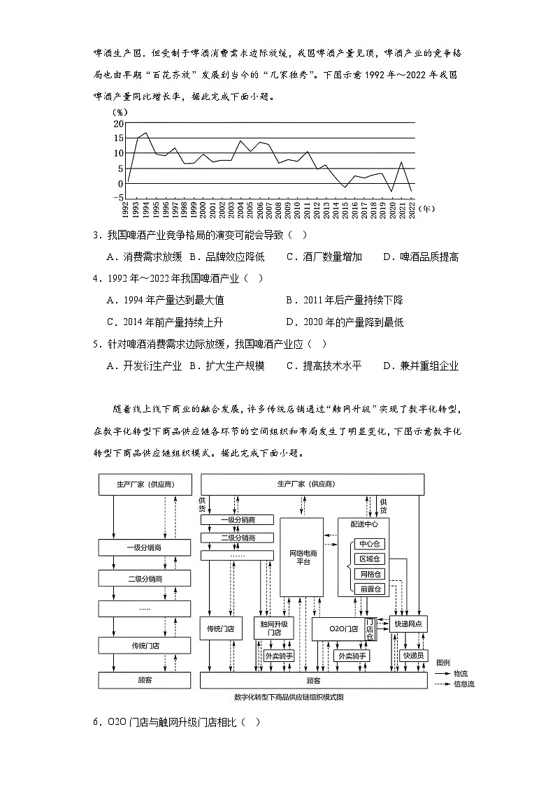 2023届山东省潍坊市昌乐县智远培训学校高考二模考前拉练三地理试题（含解析）02