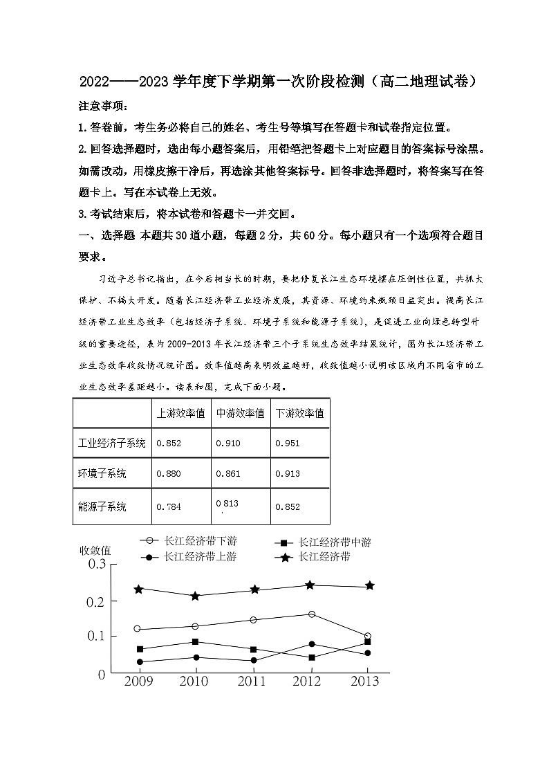 山东省淄博第五中学2022-2023学年高二下学期3月月考地理试题含解析第1页