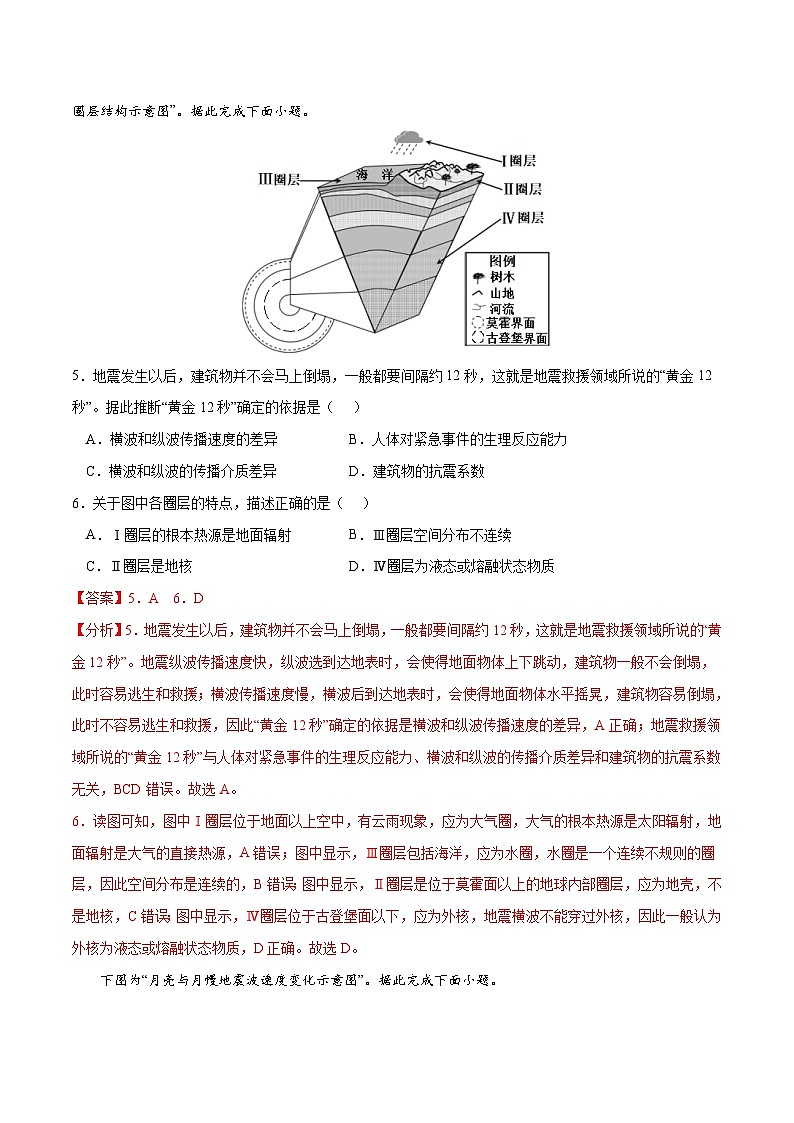 考点04 地球的圈层结构-2023年高考地理一轮复习小题多维练（解析版）03