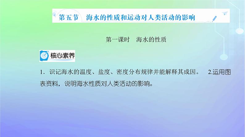 新教材2023高中地理第二章自然地理要素及现象第五节海水的性质和运动对人类活动的影响第一课时海水的性质课件中图版必修第一册02