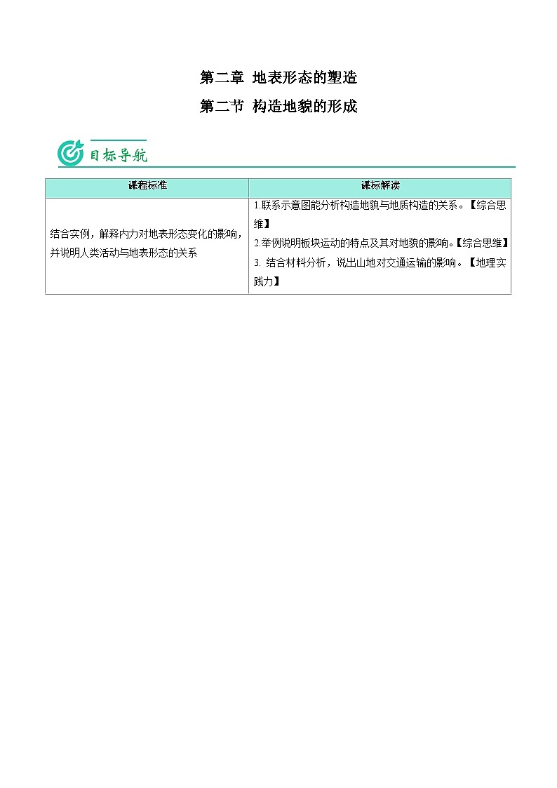 2.2 构造地貌的形成-【学生版】2023年高二地理同步精品讲义（选择性必修1）第1页