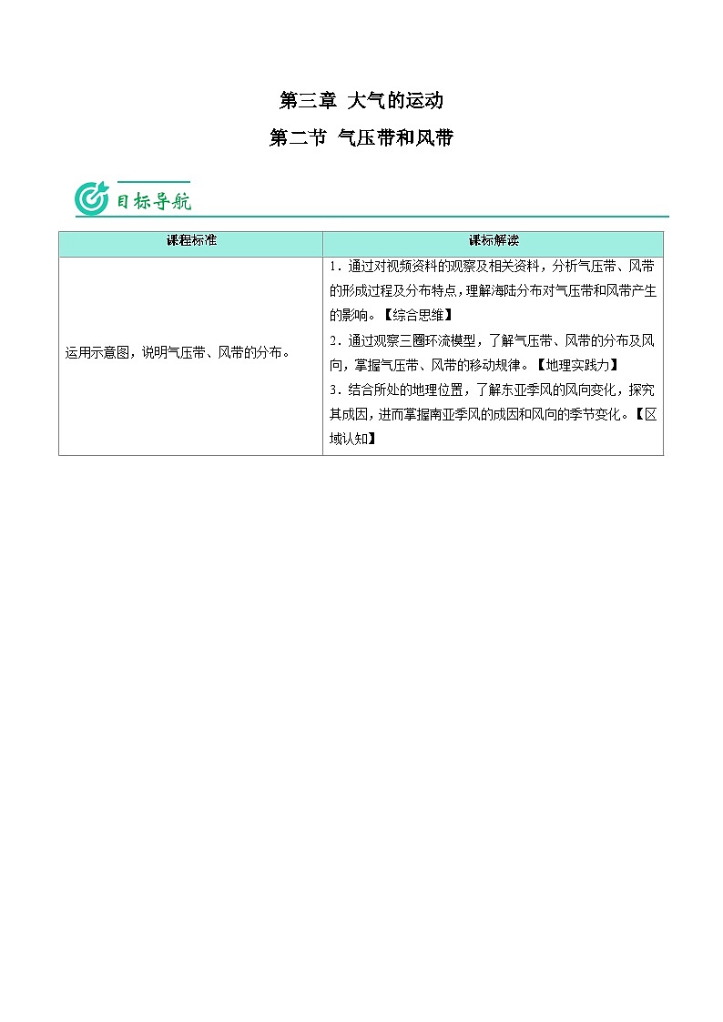 3.2 气压带和风带-2023年高二地理同步精品讲义（选择性必修1）01
