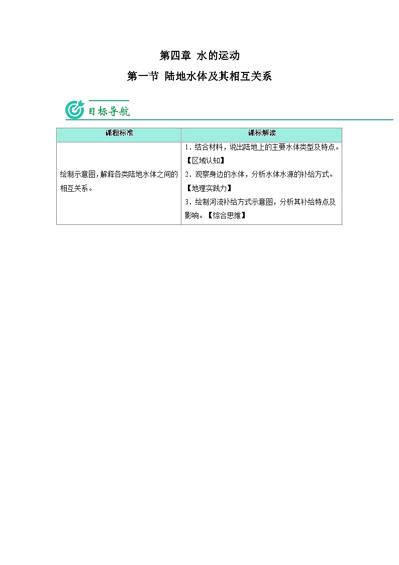 4.1 陆地水体及其相互关系-2023年高二地理同步精品讲义（选择性必修1）01