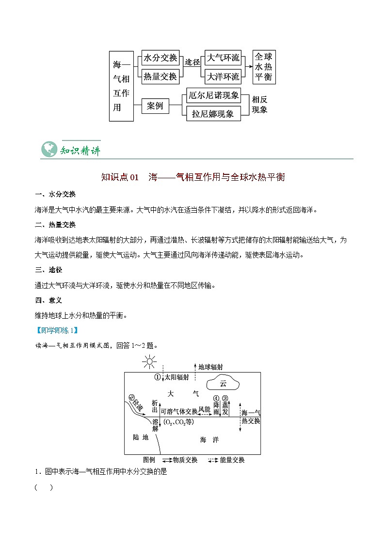 4.3 海-气的相互作用-【学生版】2023年高二地理同步精品讲义（选择性必修1）第3页
