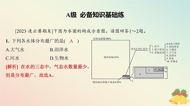 江苏专版2023_2024学年新教材高中地理第四章陆地水与洋流第一节陆地水体间的相互关系分层作业课件湘教版选择性必修103