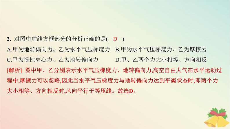 江苏专版2023_2024学年新教材高中地理第三章大气的运动第一节气压带风带与气候第一课时大气的水平运动及气压带风带的形成与分布分层作业课件湘教版选择性必修104