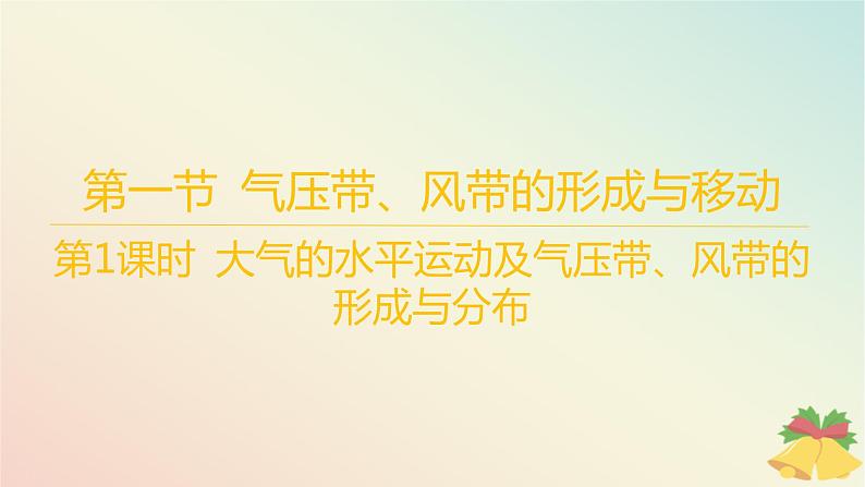 江苏专版2023_2024学年新教材高中地理第三章大气的运动第一节气压带风带与气候第一课时大气的水平运动及气压带风带的形成与分布课件湘教版选择性必修101