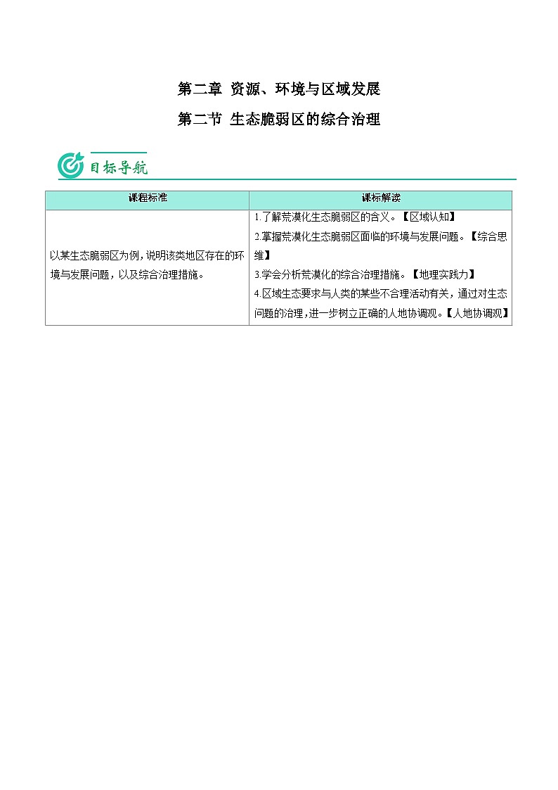 2.2 生态脆弱区的综合治理-【学生版】2023年高二地理同步精品讲义（选择性必修2）第1页