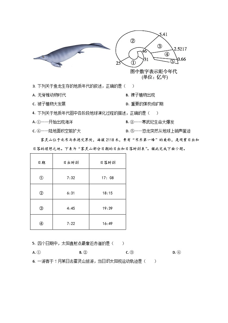 山东省泰安市第二中学2022-2023学年高一上学期12月月考地理试题第2页