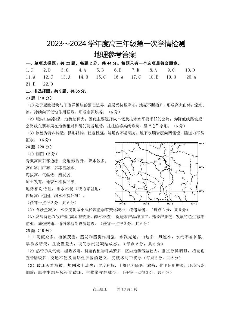 地理试题参考答案第1页