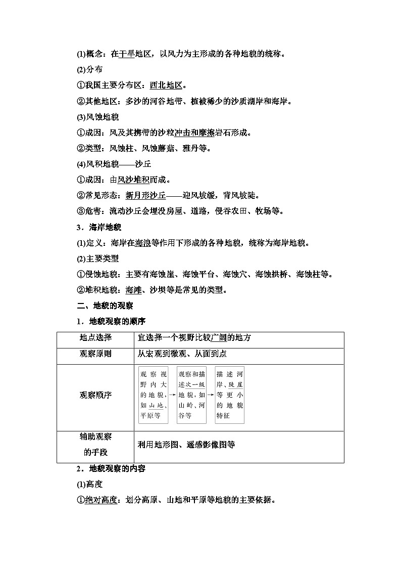 高考地理一轮复习第4章第1节常见地貌类型地貌的观察学案02