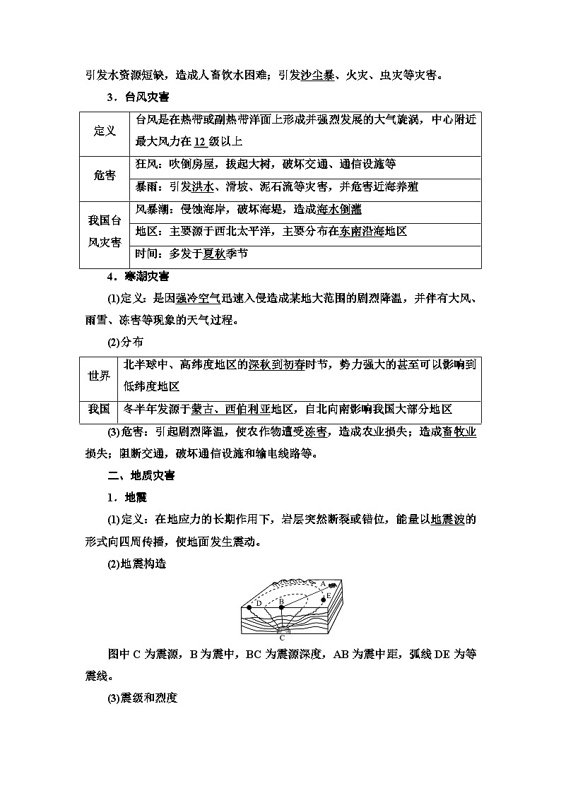 高考地理一轮复习第6章第1节气象灾害地质灾害学案第2页