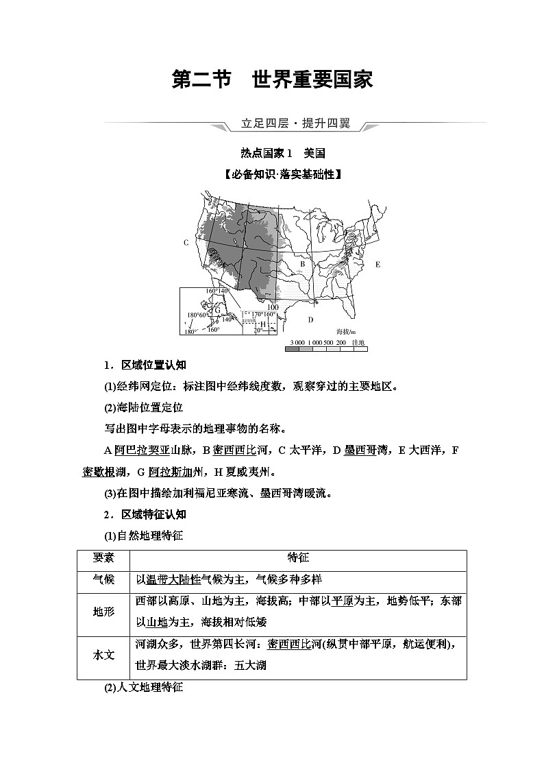 高考地理一轮复习第20章第2节世界重要国家学案01