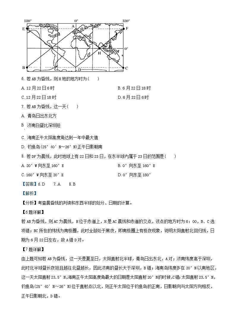 安徽省滁州市定远县民族中学2022-2023学年高二地理上学期10月月考试题（Word版附解析）03