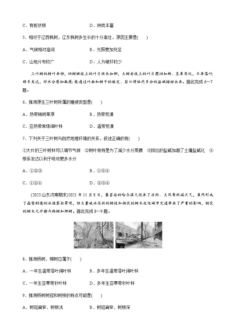 第五章　地球上的植被与土壤  章末检测试卷(五)（学生版+教师版）第2页