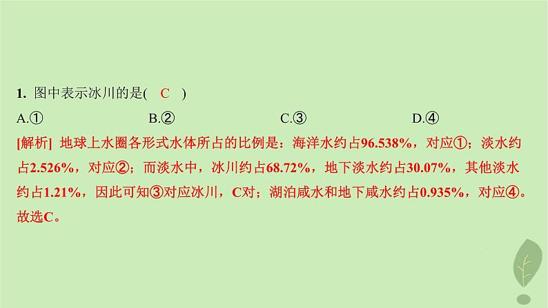 江苏专版2023_2024学年新教材高中地理第二单元从地球圈层看地表环境第二节第一课时水圈的组成海水的性质及作用分层作业课件鲁教版必修第一册03