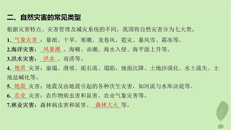 江苏专版2023_2024学年新教材高中地理第四单元从人地作用看自然灾害第一节第一课时自然灾害及其常见类型常见自然灾害的成因课件鲁教版必修第一册08