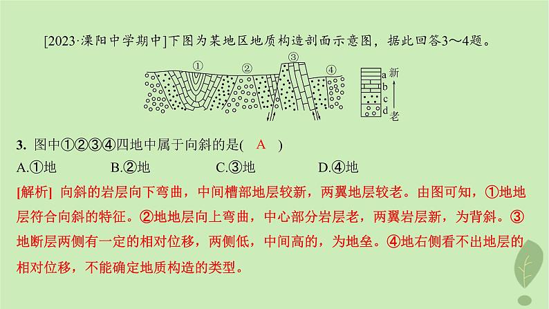 江苏专版2023_2024学年新教材高中地理第二单元地形变化的原因单元活动学用地质简图分层作业课件鲁教版选择性必修104