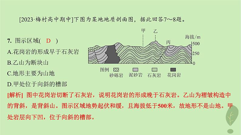 江苏专版2023_2024学年新教材高中地理第二单元地形变化的原因单元活动学用地质简图分层作业课件鲁教版选择性必修107