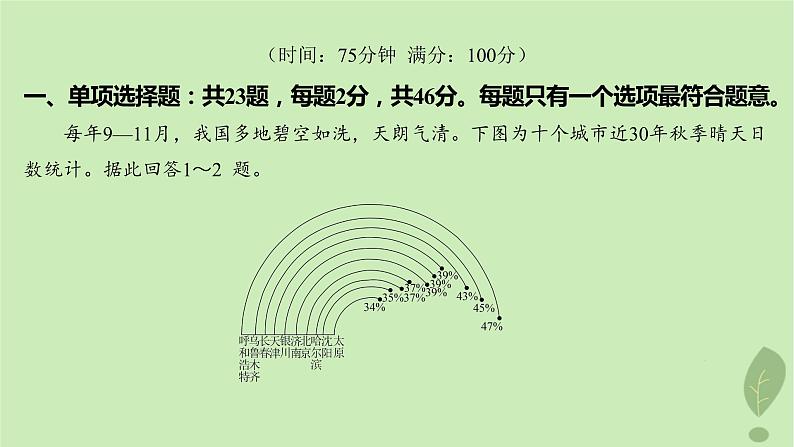 江苏专版2023_2024学年新教材高中地理第三单元大气变化的效应测评课件鲁教版选择性必修102