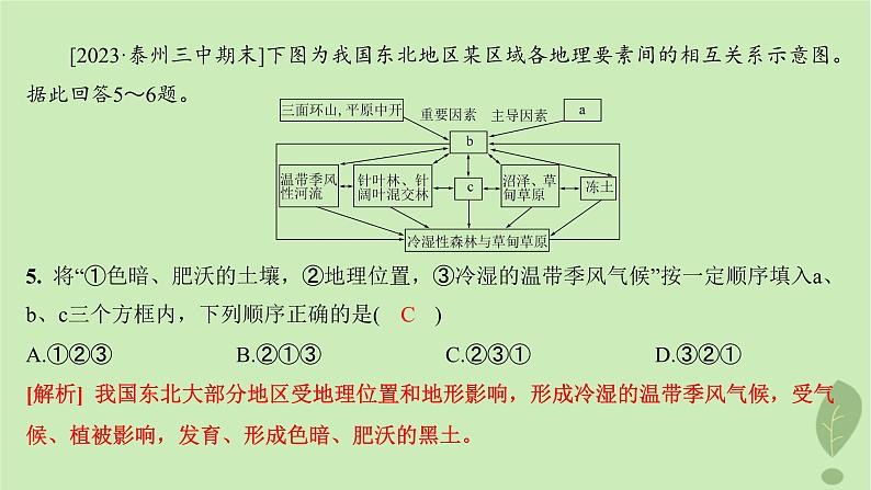 江苏专版2023_2024学年新教材高中地理第五单元自然环境的特征第二节自然环境的整体性分层作业课件鲁教版选择性必修108