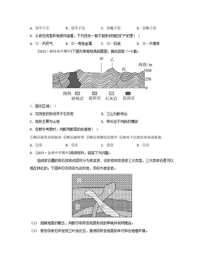 2023_2024学年新教材高中地理第二单元地形变化的原因单元活动学用地质简图分层作业鲁教版选择性必修1第2页