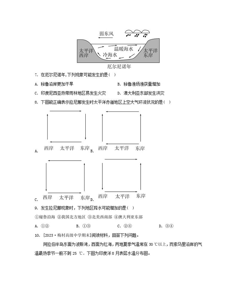 2023_2024学年新教材高中地理第四单元水体运动的影响第三节海气相互作用及其影响分层作业鲁教版选择性必修103